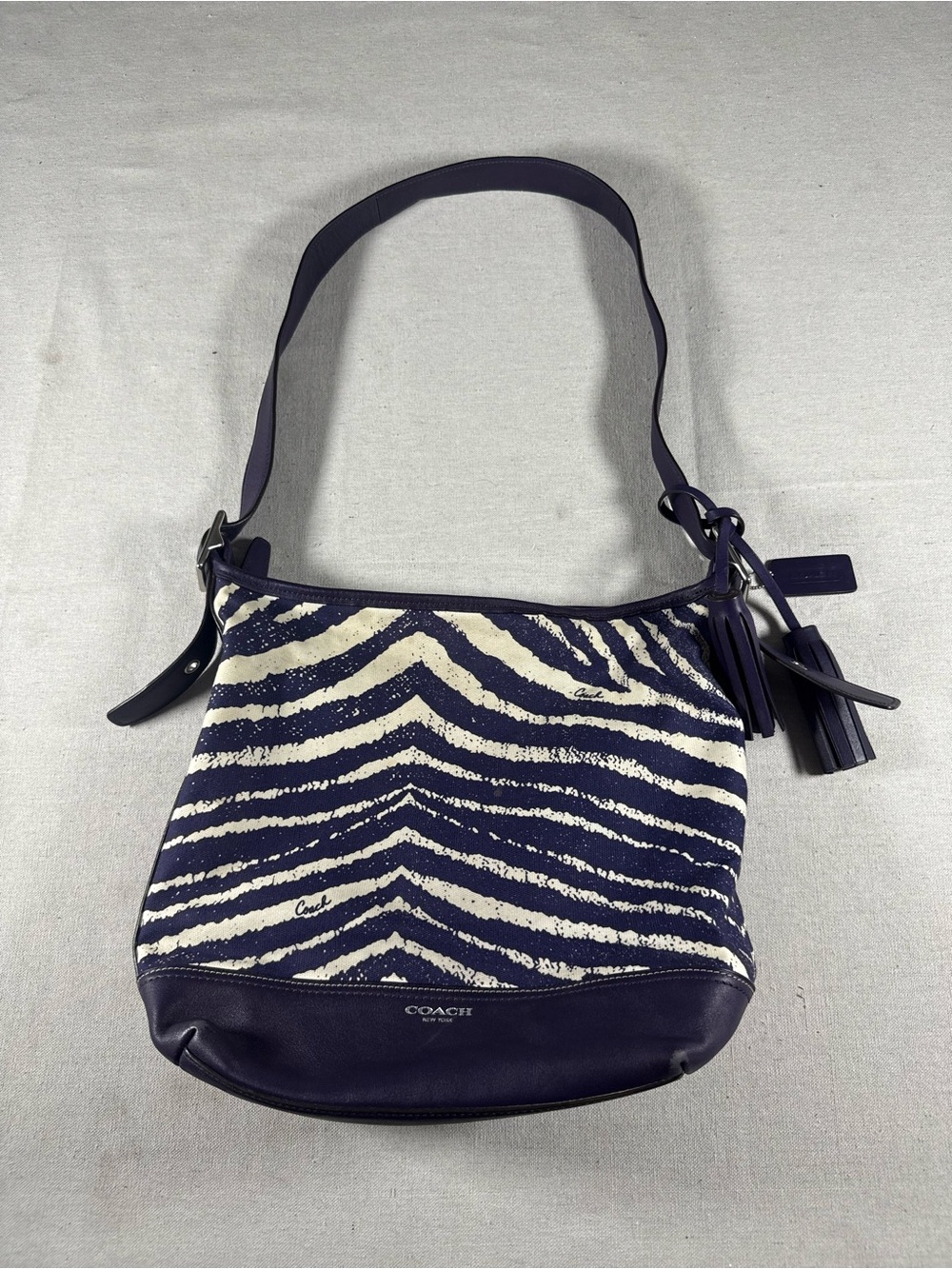 Y2K Coach Legacy Zebra Print Duffle Bag 23410 Marine Purple & White Spring 2013